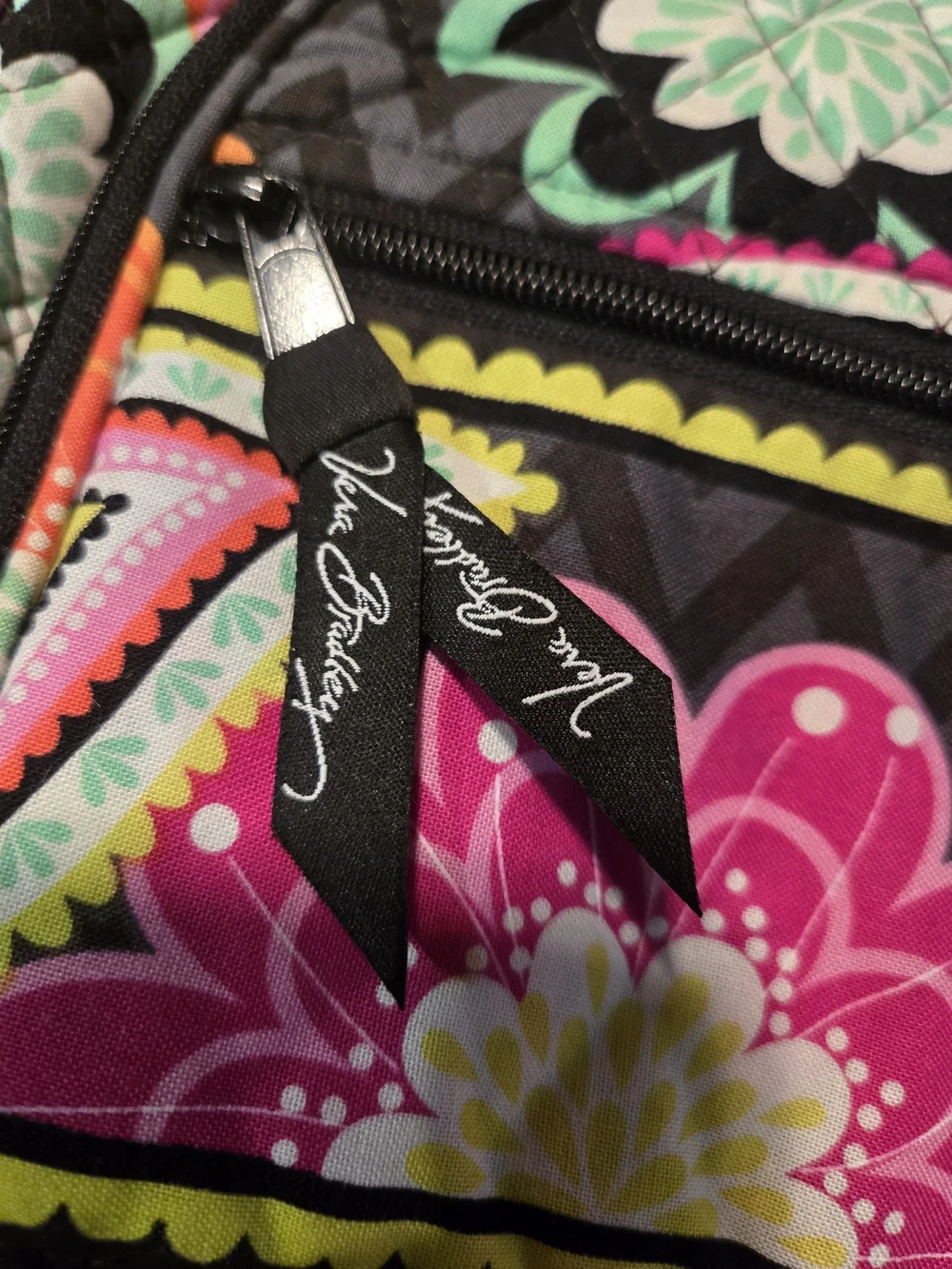 Vera Bradley Black Multi Quilted Floral Paisley Backpack